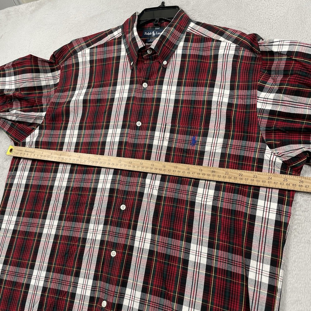 Ralph Lauren Shirt Mens Large Red Plaid Oxford‎ Cotton Button Down Western Rodeo - Picture 4 of 7